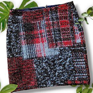Cinque Cotton/Wool Blend Mini Skirt Plaid Tweed, sz Small